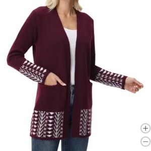 Frye Burgundy Knit Open Cardigan/Sweater w Pockets Size M NWOT